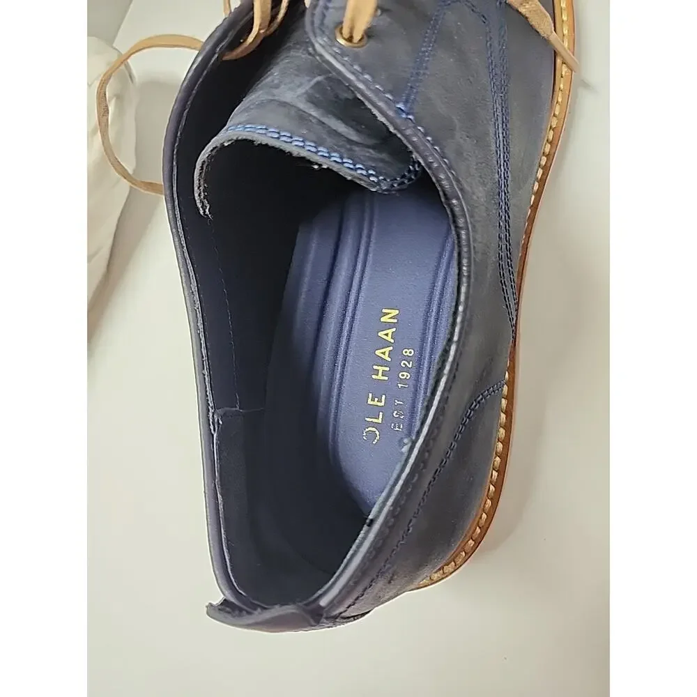 Cole Haan Tyler Grand Plain Ox Shoes Mens 12M Marine Blue Wax C25105